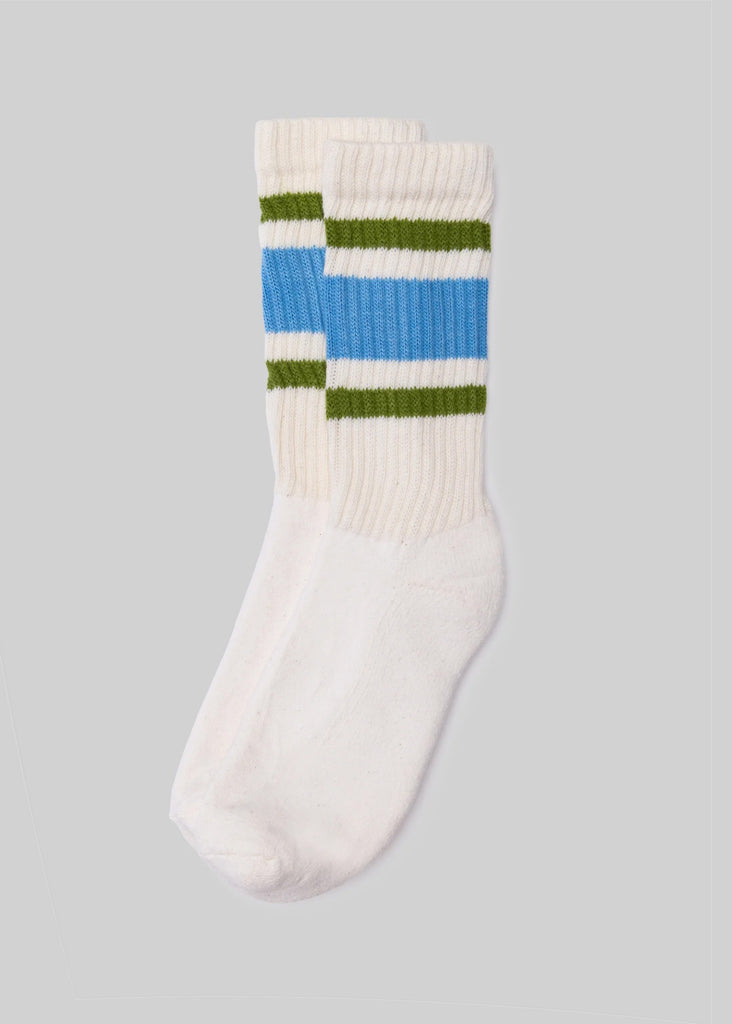 American Trench Retro Stripe Sock | Boston General Store American Trench Women\'s Striped Socks Set - Green, White, Blue main image 1