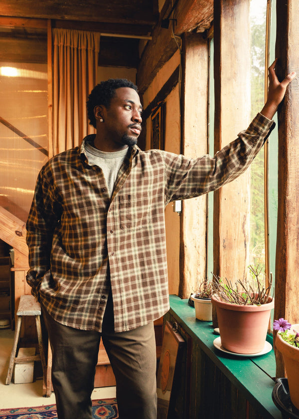 Brushed Plaid Button Down Shirt