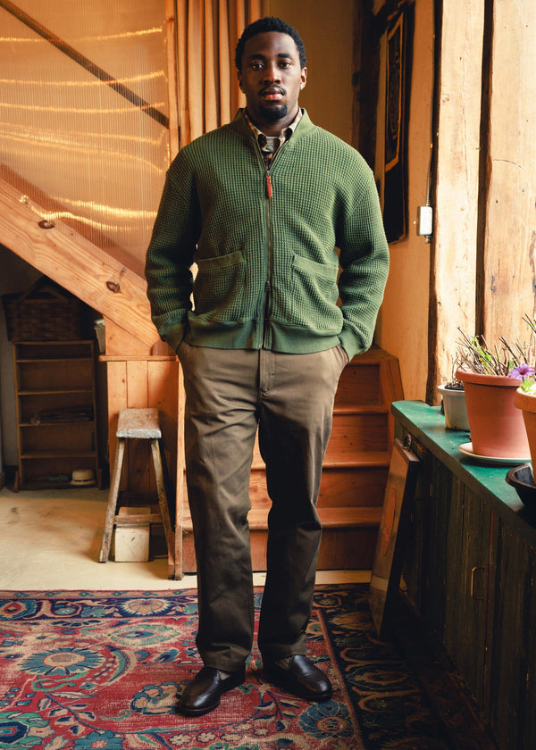 Waffle Knit Bomber Jacket