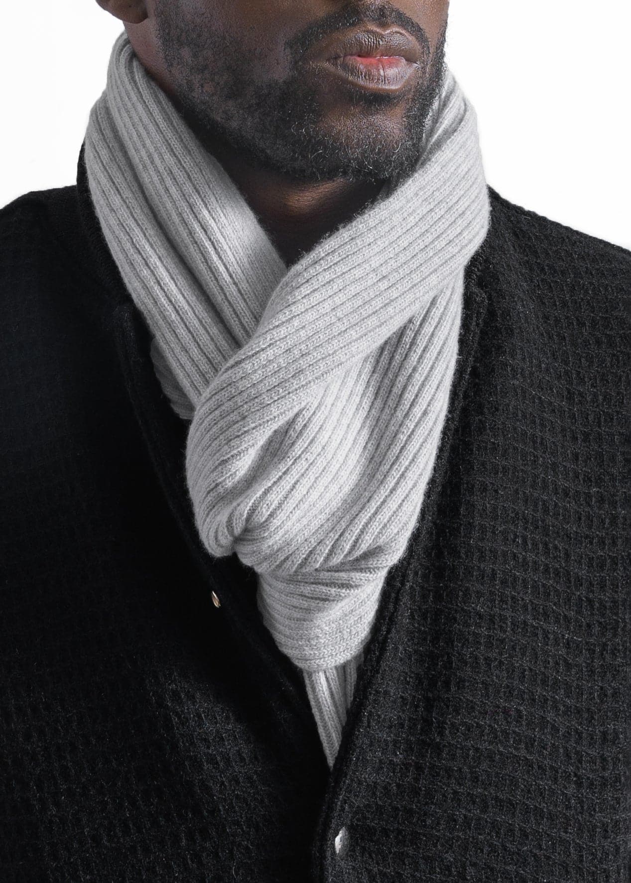 Ribbed merino wool scarf